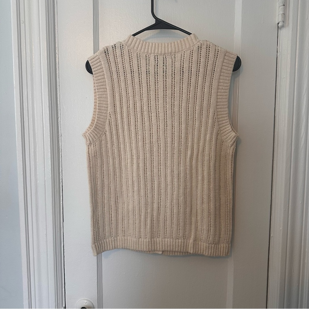 Sanctuary Sleeveless Button-Front Cream Knit Vest Size XL New Cottagecore Granny - Picture 2 of 4